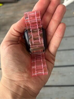 Eclipse Pink Transparent Link-Style Smartwatch Band
